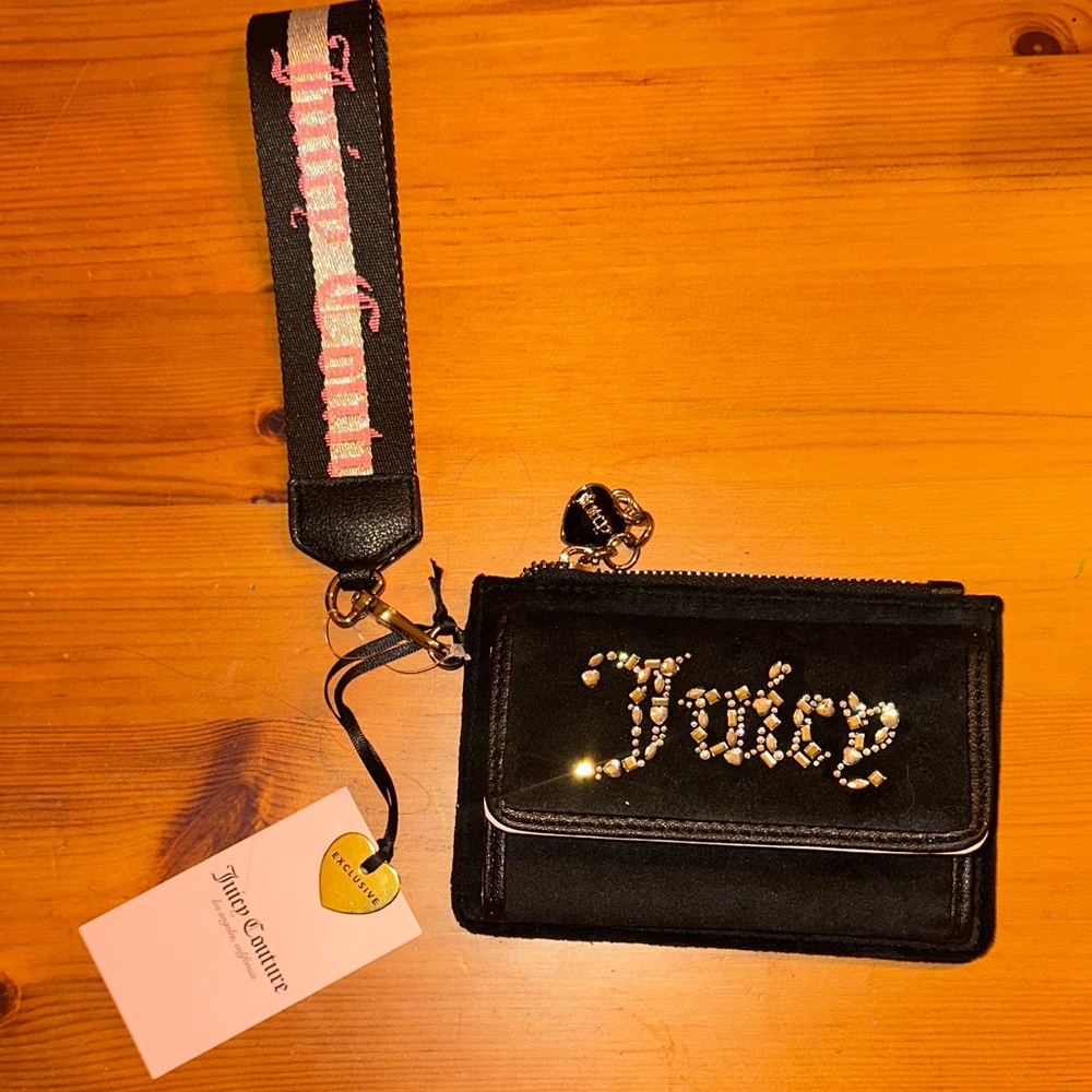 Juicy Couture Black and Pink Wallet with Rhinestone Logo
